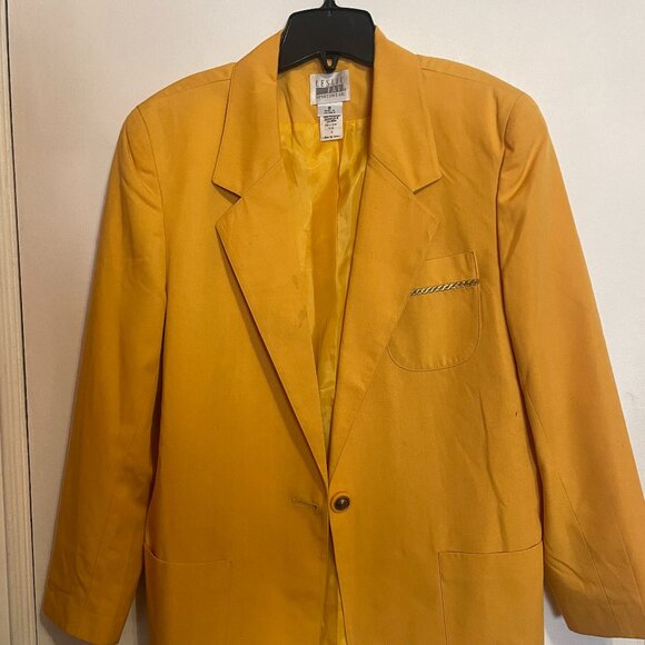 Vintage 80s Yellow Gold Oversized Embroidered Blazer - Picture 1 of 6